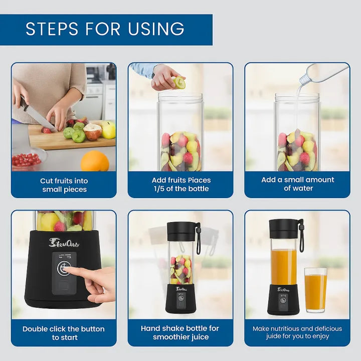 USB Rechargeable Juicer Blender Machine - 6 Blades