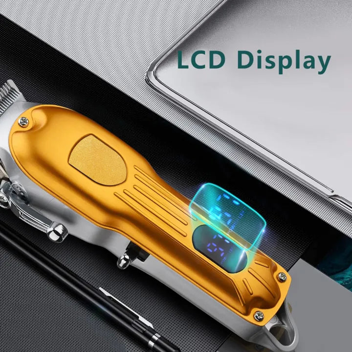Genuine Professional Barber Hair Clipper - LED Display Rechargeable Hair Trimmer & Body Grooming Kit