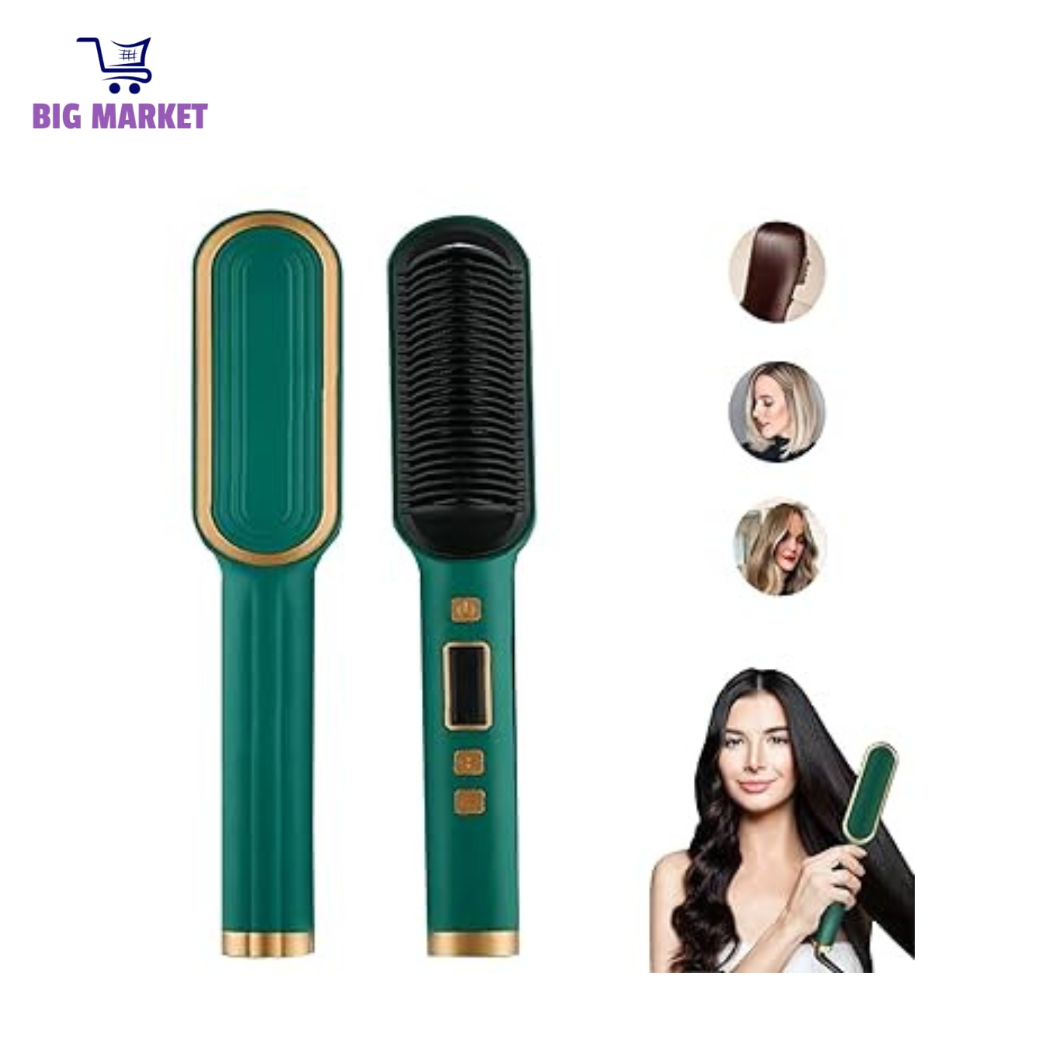 Hair Straightener Brush Curling Comb 2 In 1 Hair Hot Comb Anti-Scald Hair Straightener Brush For Girls Electric Heated Hair Styler Tool, Travel, Professional Salon at Home