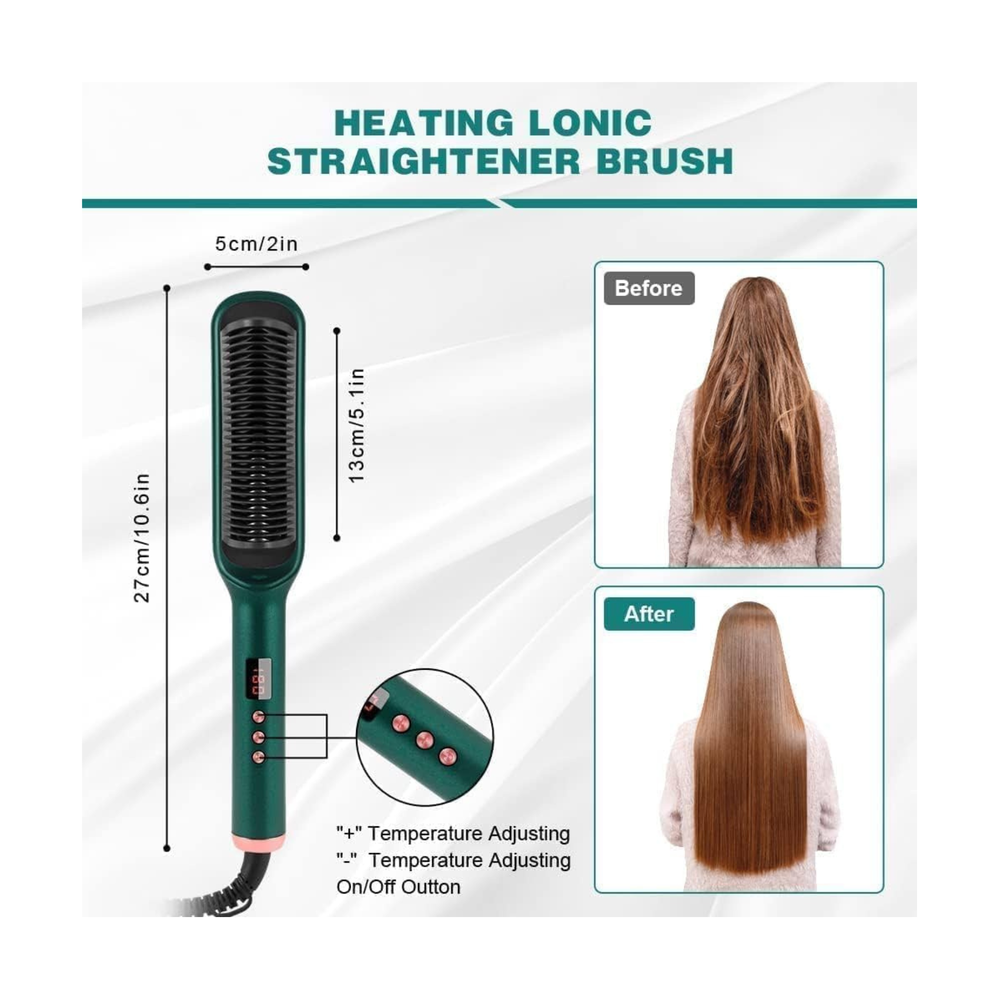 Hair Straightener Brush Curling Comb 2 In 1 Hair Hot Comb Anti-Scald Hair Straightener Brush For Girls Electric Heated Hair Styler Tool, Travel, Professional Salon at Home