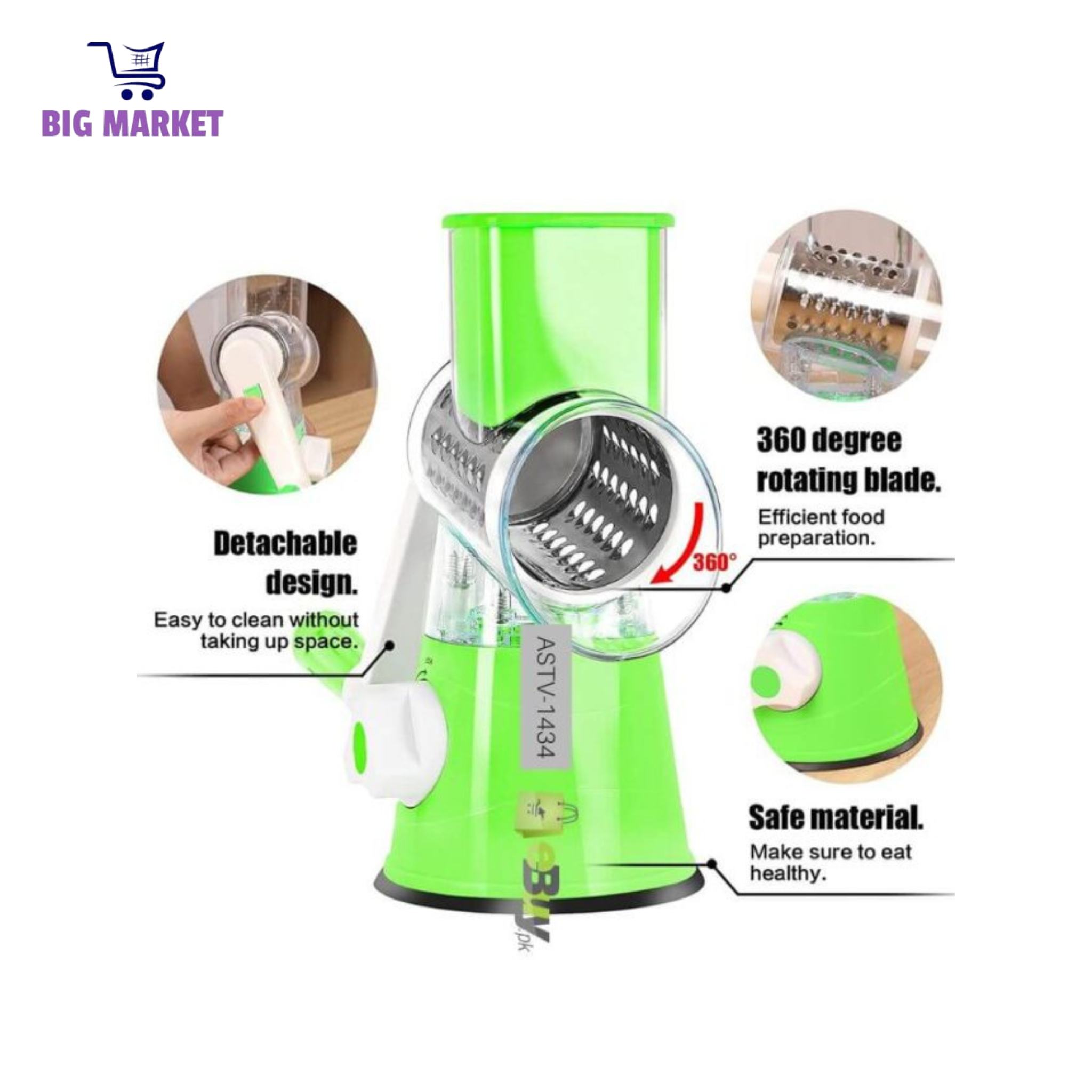 Multifunctional Roller Vegetable Cutter | 3 In 1 Vegetable Slicer & Cutter | Manual Rotary Drum Grater | Hand Roller Type Square Drum Vegetable Cutter with 3 Removable Blades for Kitchen