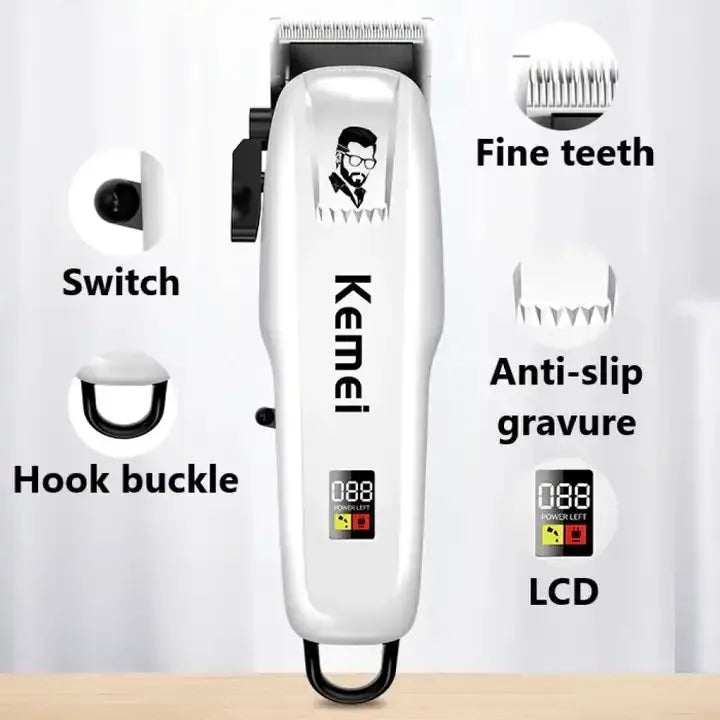 PG809A Professional Hair Trimmer - Rechargeable Electric Hair Clipper & Wireless Cutting Machine for Men