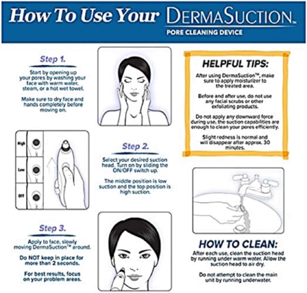 Derma Suction Facial Pore Cleanser - Deep Cleaning Pore Vacuum for Blackhead & Oil Removal