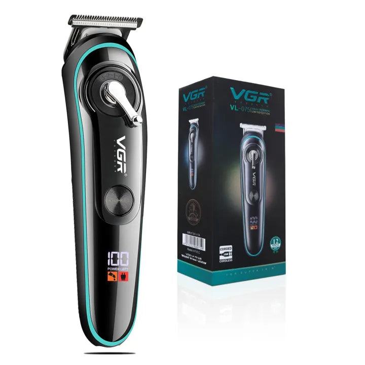VGR V-075 Limited Edition Professional Hair Trimmer - LED Display & 4 Guide Combs for Men