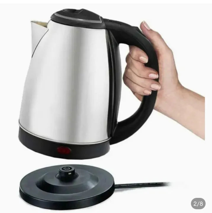 Electric Kettle - Stainless Steel - Electric Kettle 2 Litre - Double Layer Protection - Portable Water Boiler - Large Capacity - Quick Boil - 1500 Watts Electric Kettle - Auto Shut Off - Kitchen Appliances - Tea & Coffee Maker - Easy To Use