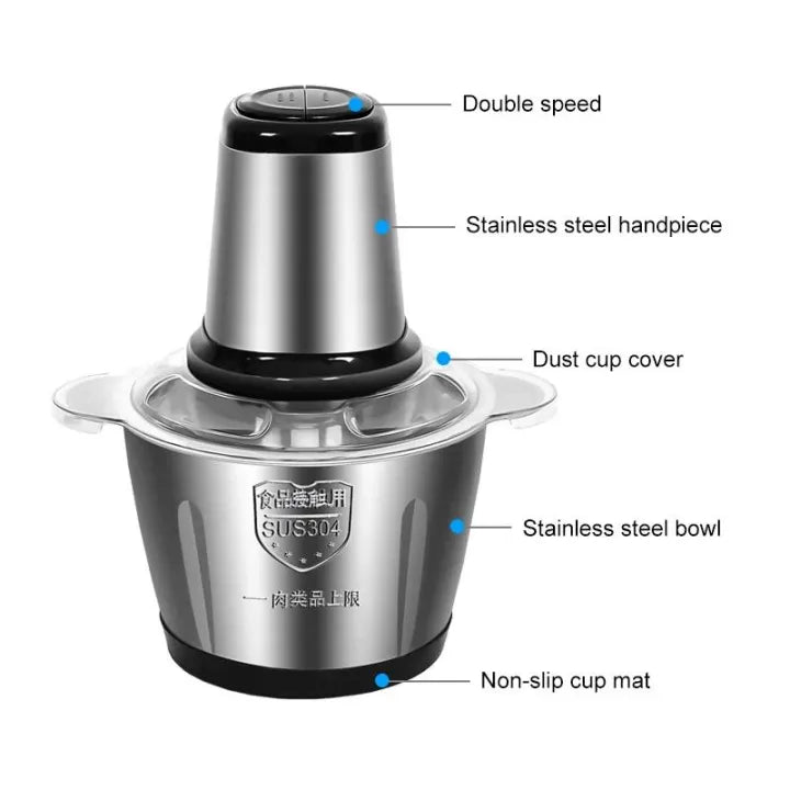 Electric Meat Grinder - Energy Saving Meat Chopper - Electric Meat Chopper Machine - Stainless Steel Chopper Machine For Meat - Electric Chopper Machine With High Speed Motor - Multi Function Chopper - Electric Chopper With 4 Steel Blades - Easy To Use