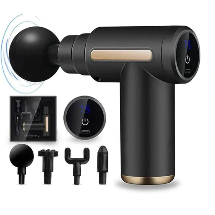 Rechargeable Massage Gun – 6 Speed with 4 Heads & LED Display