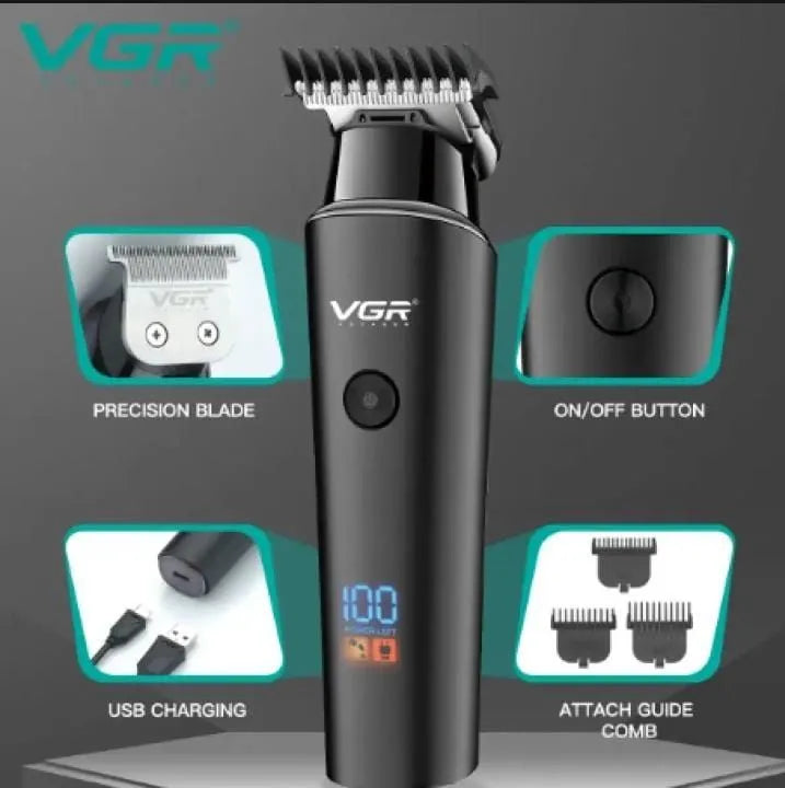 VGR V-937 Professional Hair Trimmer - USB Charging Cordless Electric Hair Clipper