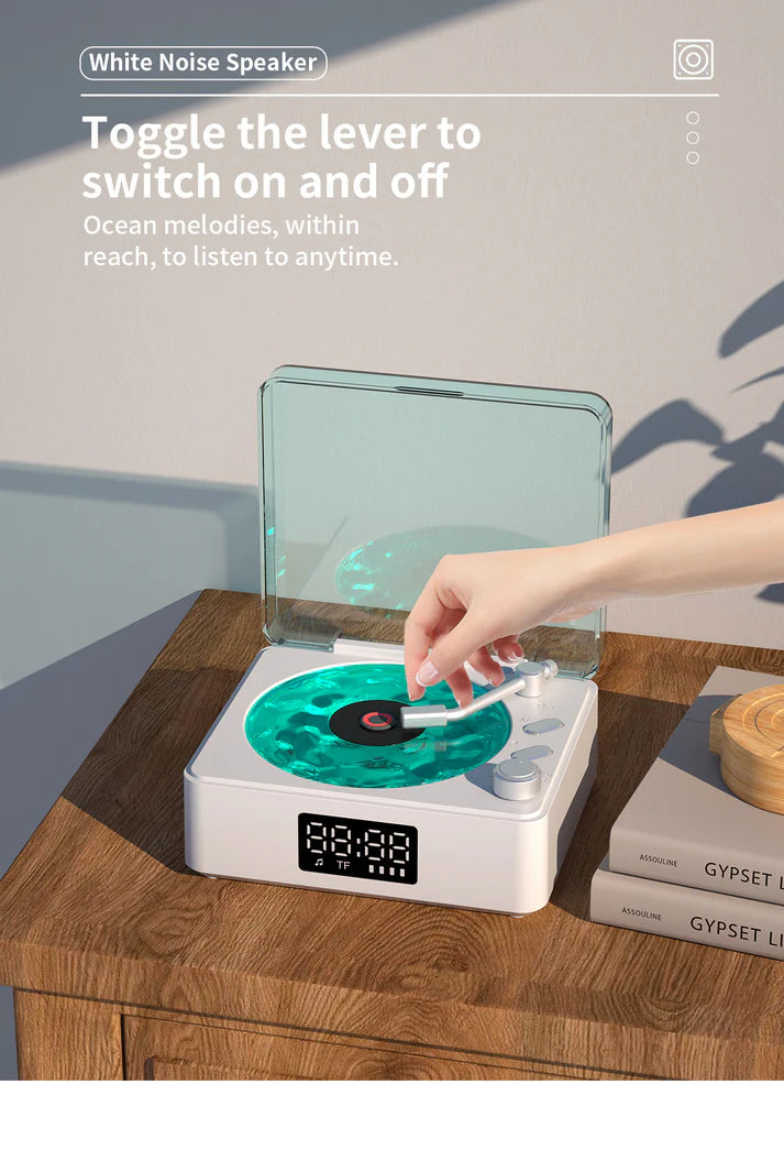 Mini Vinyl Player Sleep Aid Speaker - Retro Bluetooth Speaker with White Noise Function