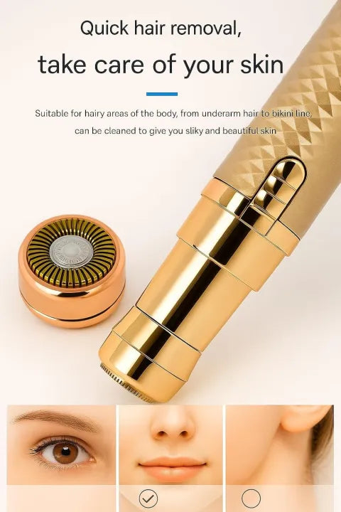 Flawless 3-in-1 Eyebrow Trimmer for Women - Rechargeable Painless Facial Hair Remover with LED Indicator (Rose Gold)