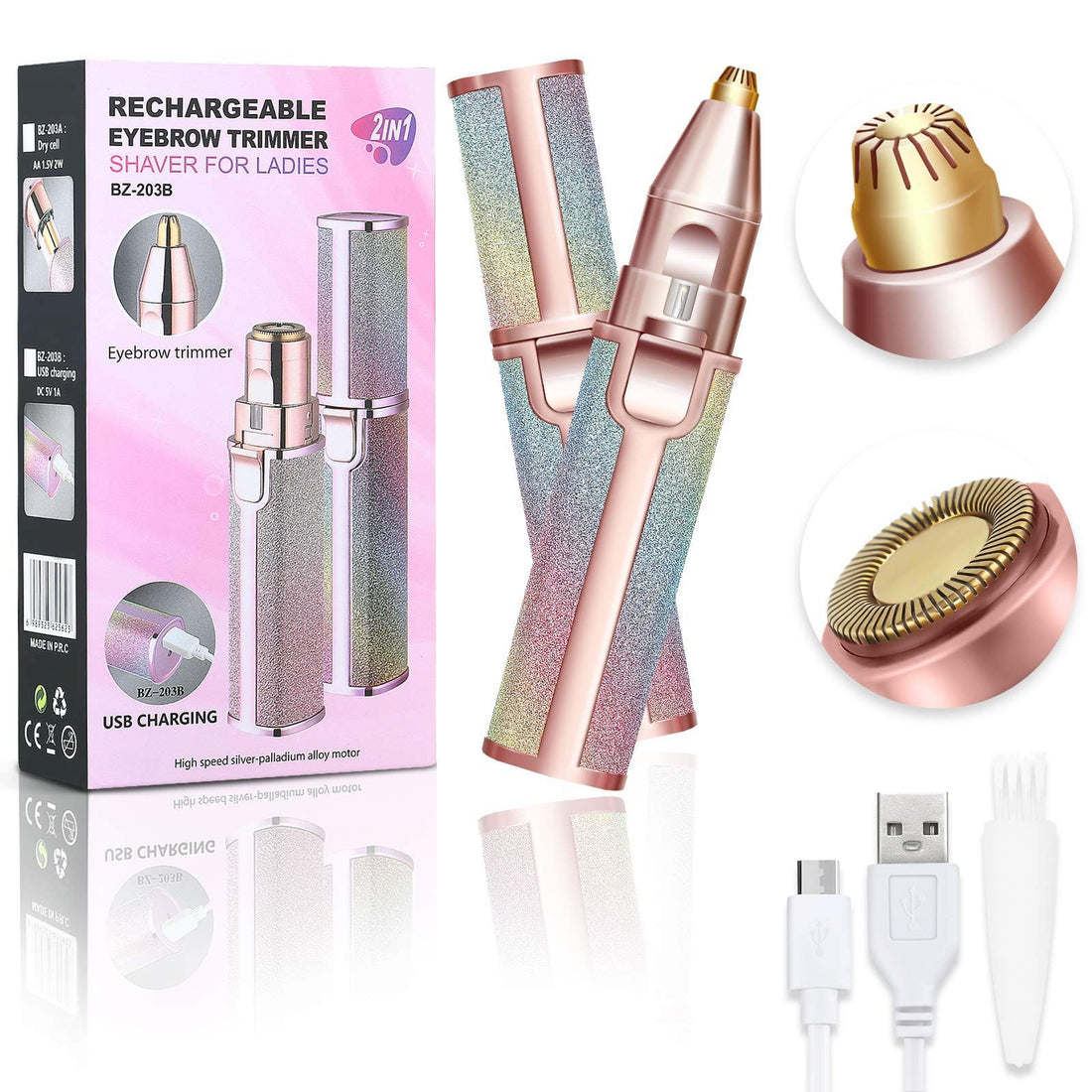 Rechargeable Flawless 2-in-1 Eyebrow & Facial Hair Remover Machine