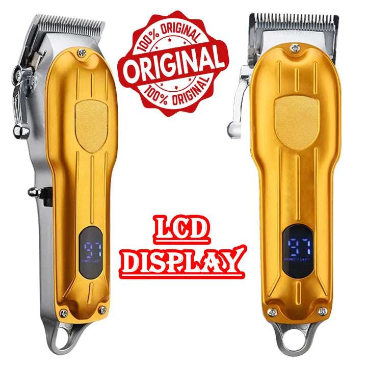 Genuine Professional Barber Hair Clipper - LED Display Rechargeable Hair Trimmer & Body Grooming Kit
