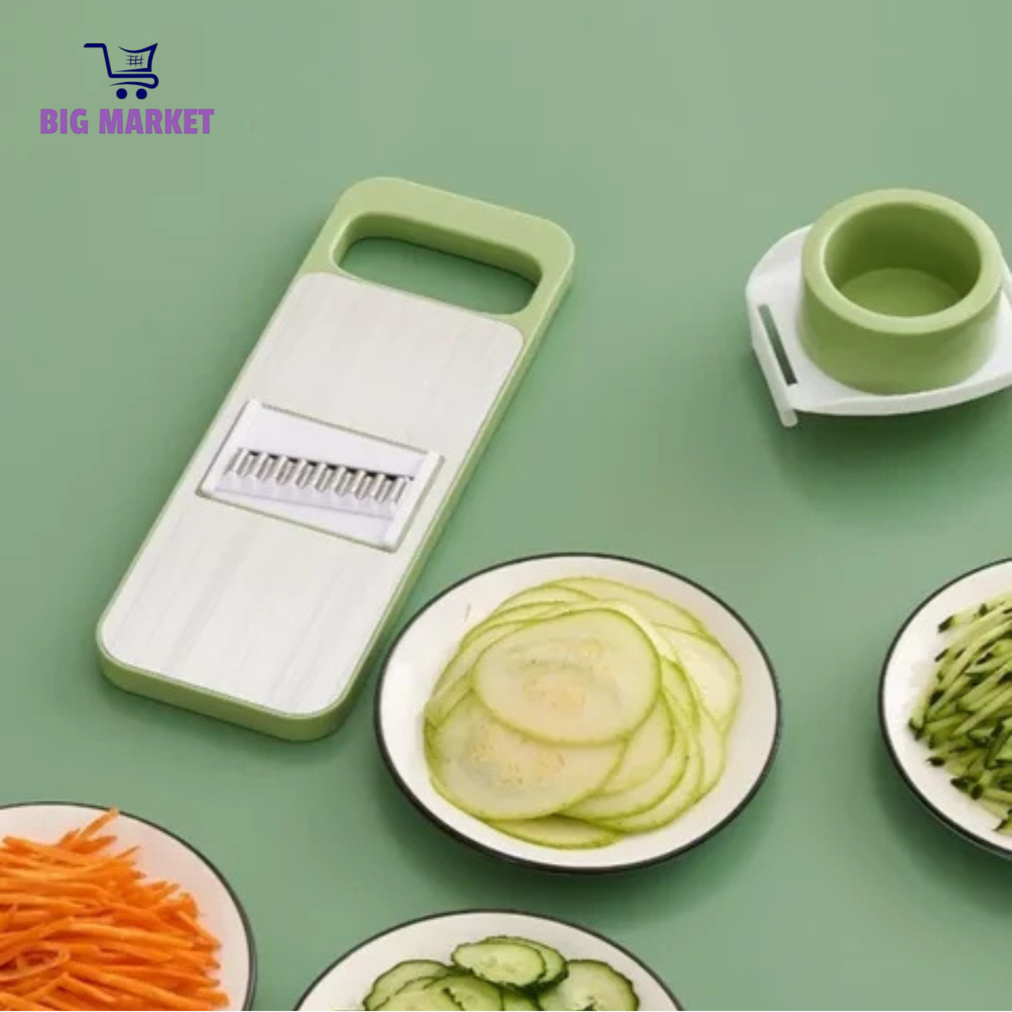 Vegetable & Fruit Slicer with Five Changeable Blades Hand Protector Made Slicing Effortless Kitchen Gadget Manual Vegetable Slicer Cutter Potato Shredders Garlic Carrot Grater Chopper Salad Cutter - Simple and Easy Use