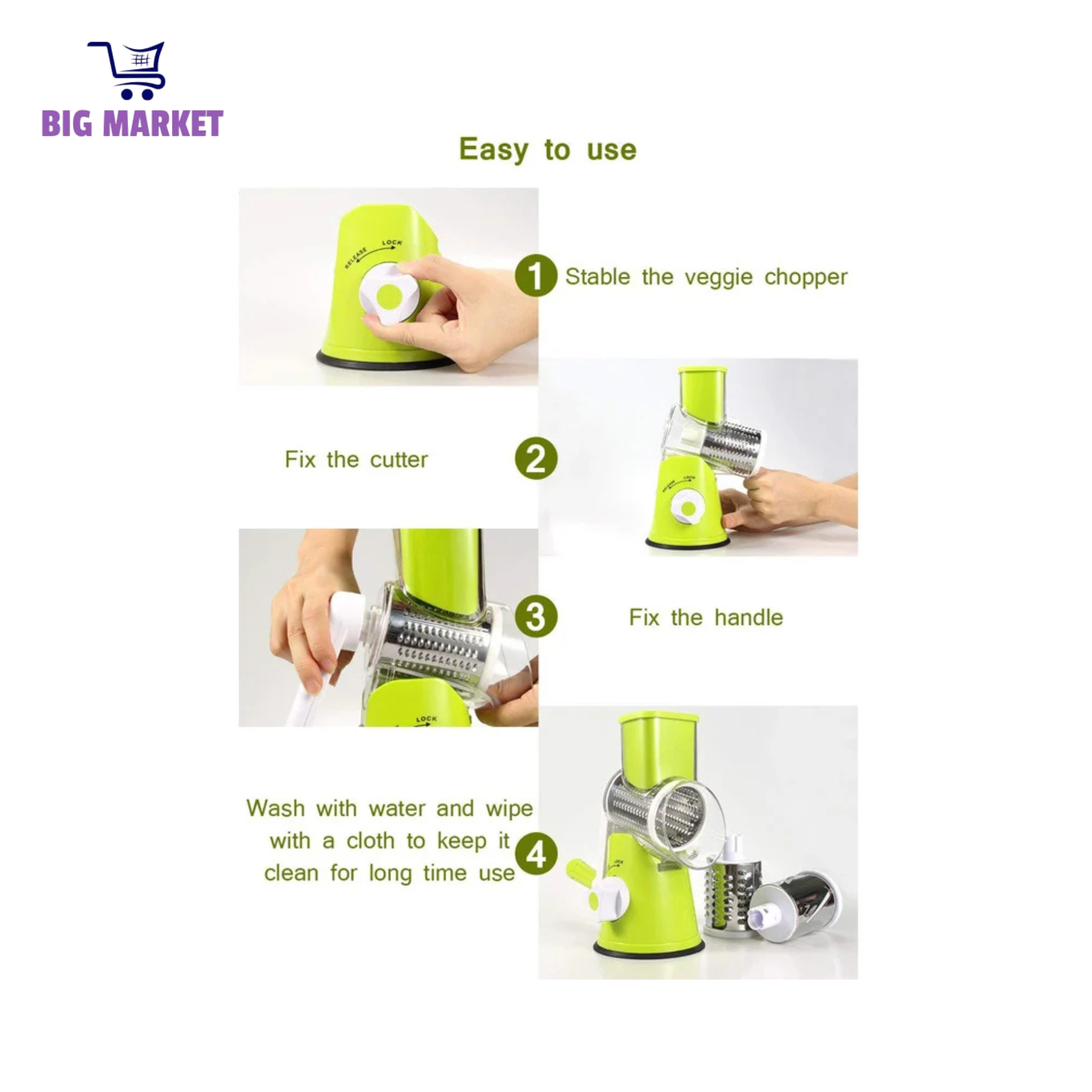 Multifunctional Roller Vegetable Cutter | 3 In 1 Vegetable Slicer & Cutter | Manual Rotary Drum Grater | Hand Roller Type Square Drum Vegetable Cutter with 3 Removable Blades for Kitchen