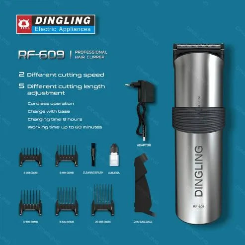 100% Original Dingling RF-609 Hair Trimmer - Professional Hair Cutting & Shaving Machine