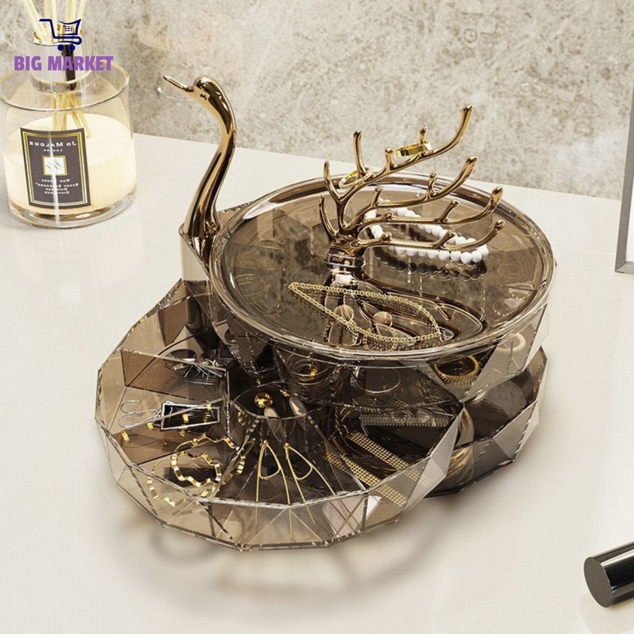 Swan Jewellery Box, Rotating Jewellery Organizer For Necklaces, Jewellery Organizer For Rings, Jewellery Organizer For Earring, Jewellery Box Organizer, Ring Organizer Box.