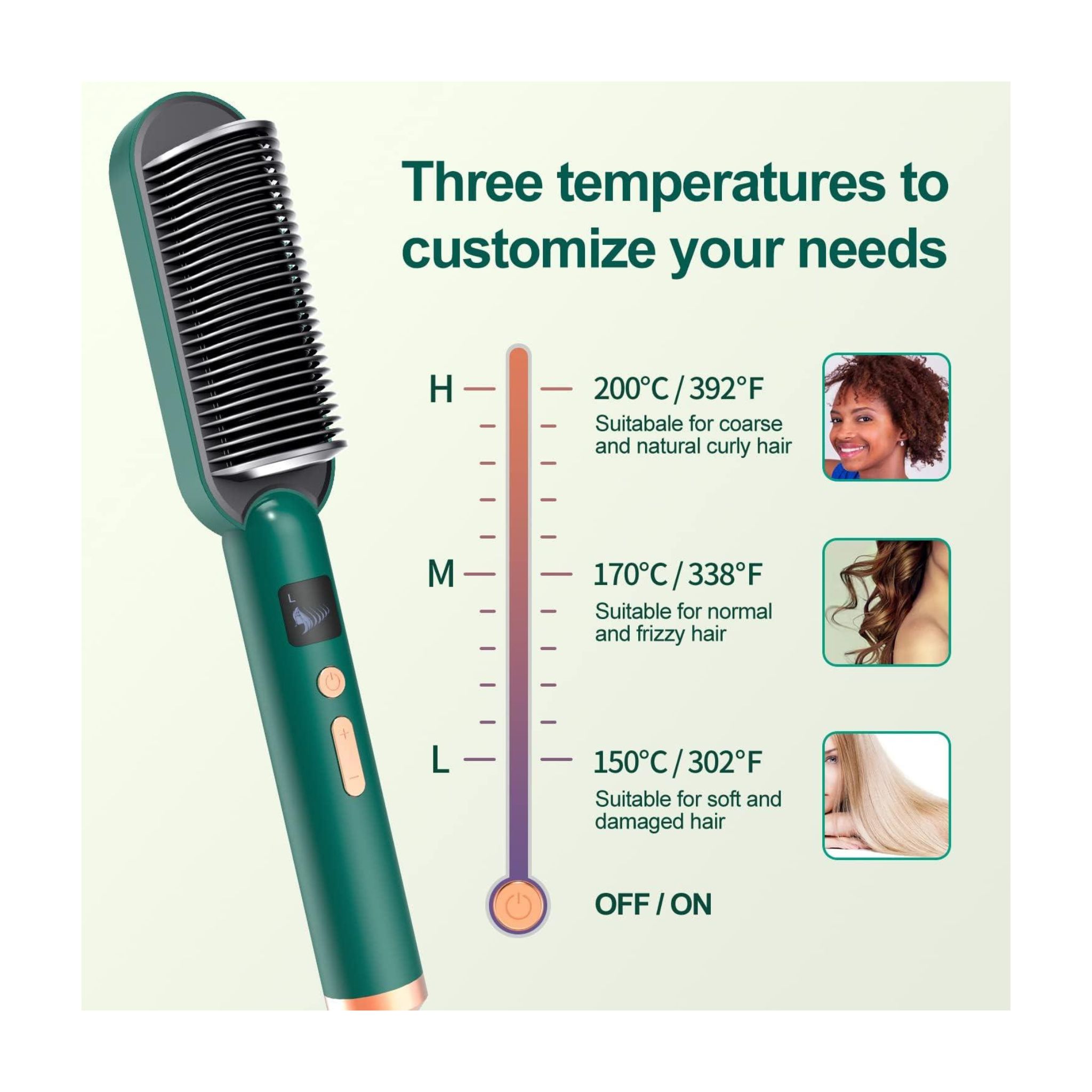 Hair Straightener Brush Curling Comb 2 In 1 Hair Hot Comb Anti-Scald Hair Straightener Brush For Girls Electric Heated Hair Styler Tool, Travel, Professional Salon at Home