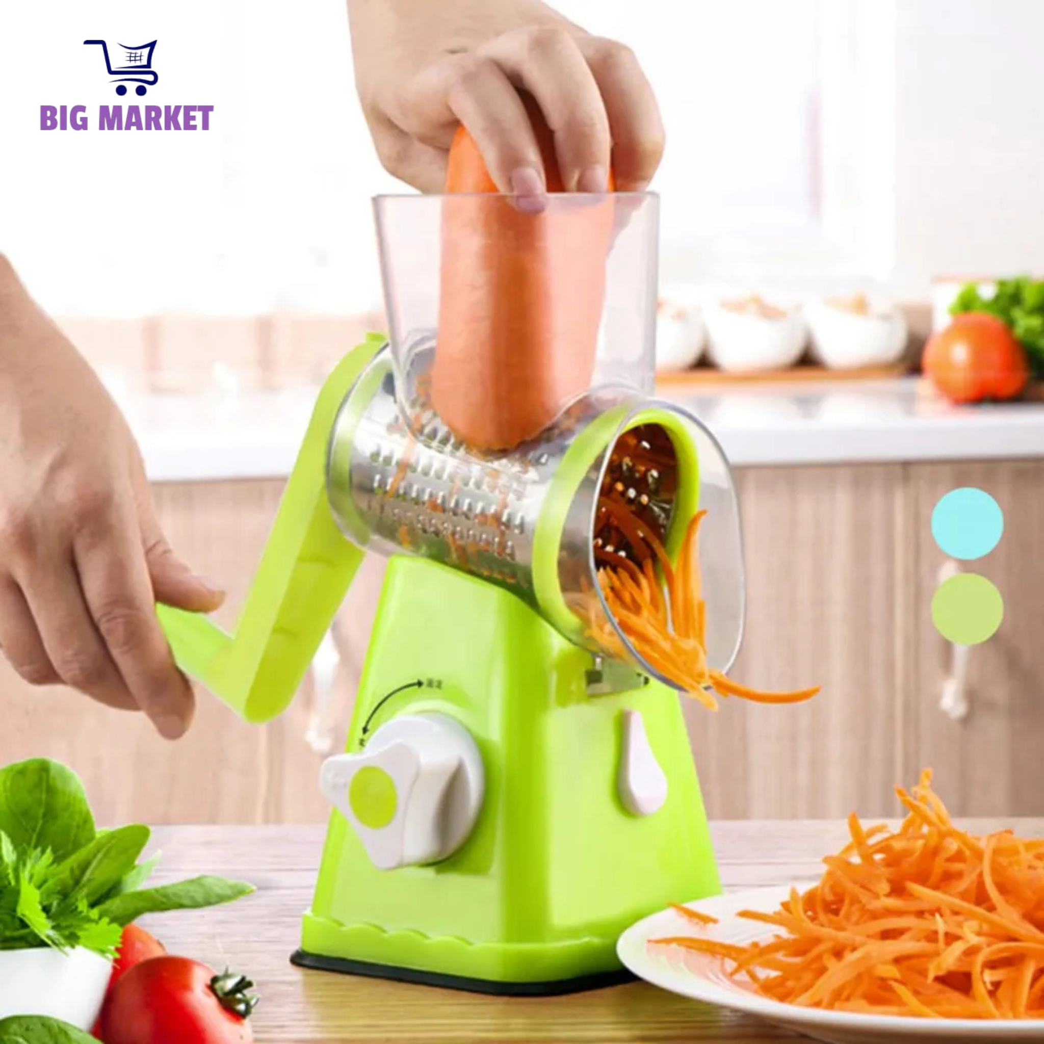 Multifunctional Roller Vegetable Cutter | 3 In 1 Vegetable Slicer & Cutter | Manual Rotary Drum Grater | Hand Roller Type Square Drum Vegetable Cutter with 3 Removable Blades for Kitchen