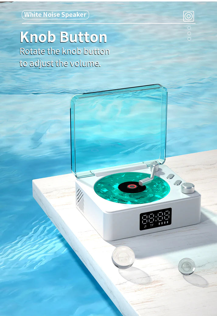 Mini Vinyl Player Sleep Aid Speaker - Retro Bluetooth Speaker with White Noise Function