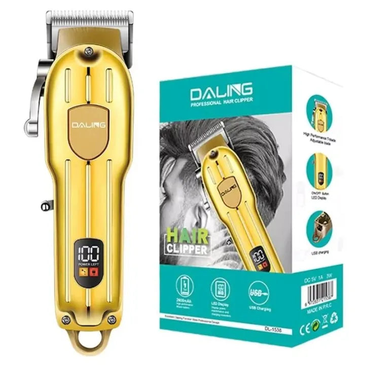 Daling DL-1538 Cordless Hair Clipper - Professional Trimmer with LED Display & 2600mAh Battery