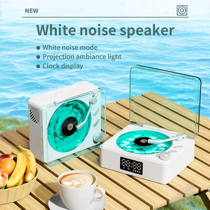 Mini Vinyl Player Sleep Aid Speaker - Retro Bluetooth Speaker with White Noise Function