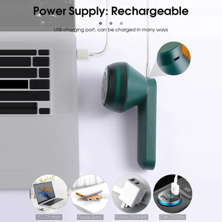 Electric Lint Remover for Clothes - Portable & Rechargeable Fuzz Trimmer with Charging Cable