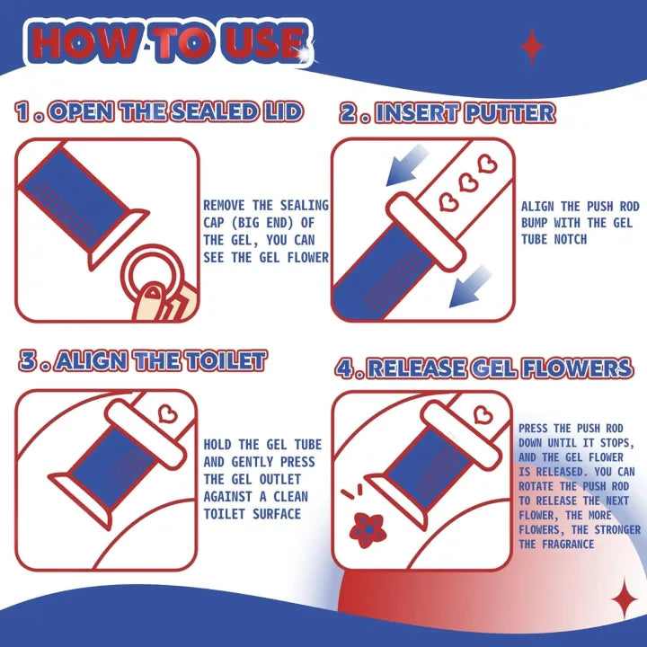 Toilet Bowl Gel Cleaner Flower Stamp - Fragrant Bathroom Freshener & Odor Remover