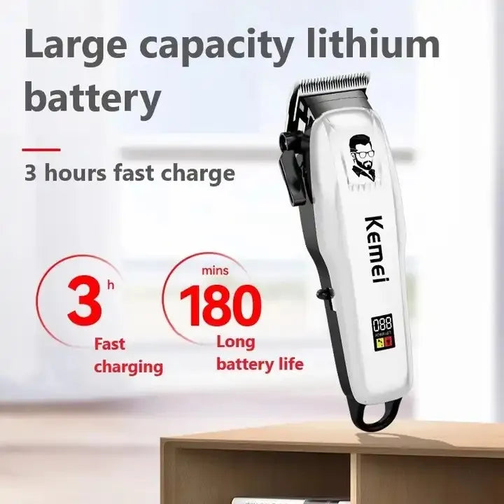 PG809A Professional Hair Trimmer - Rechargeable Electric Hair Clipper & Wireless Cutting Machine for Men