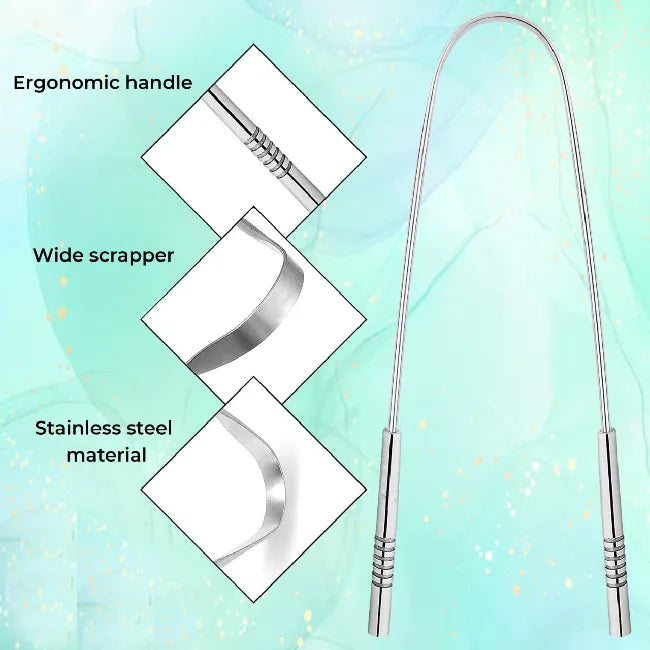 Rustproof Stainless Steel Tongue Cleaner - Reusable Scraper with Comfortable Grip for Men & Women