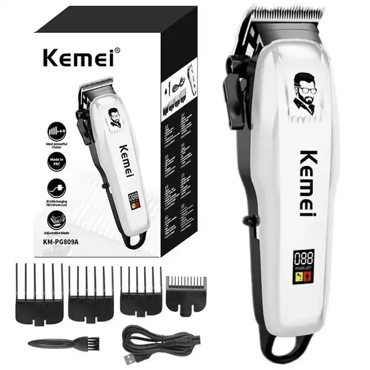 PG809A Professional Hair Trimmer - Rechargeable Electric Hair Clipper & Wireless Cutting Machine for Men