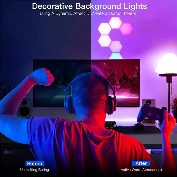 LED Quantum Hexagon Lamp - Touch Sensor Night Light with Color Changing Features