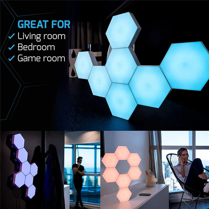LED Quantum Hexagon Lamp - Touch Sensor Night Light with Color Changing Features